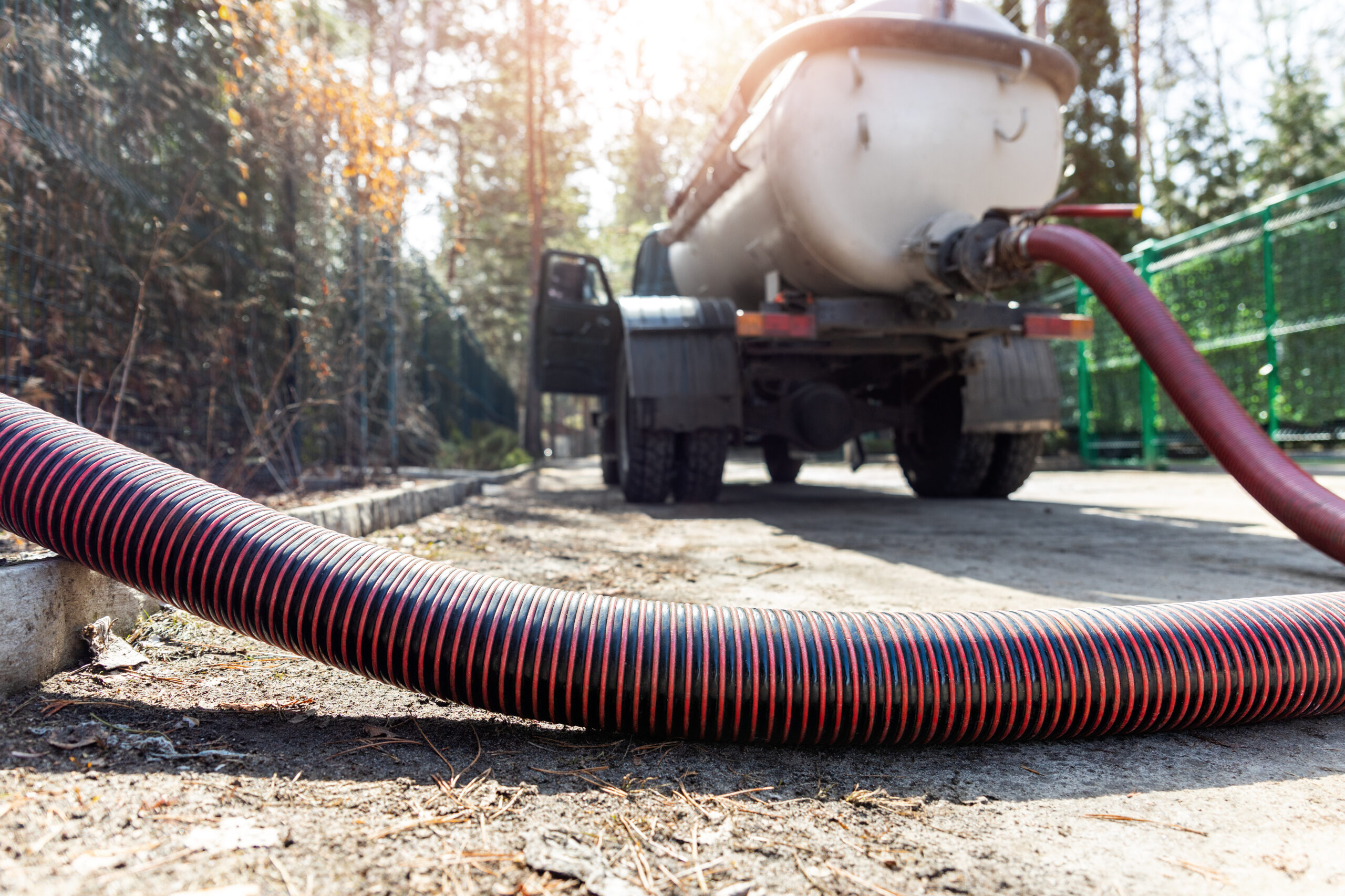 Sewage being pumped out of a septic tank or sewage treatment plant