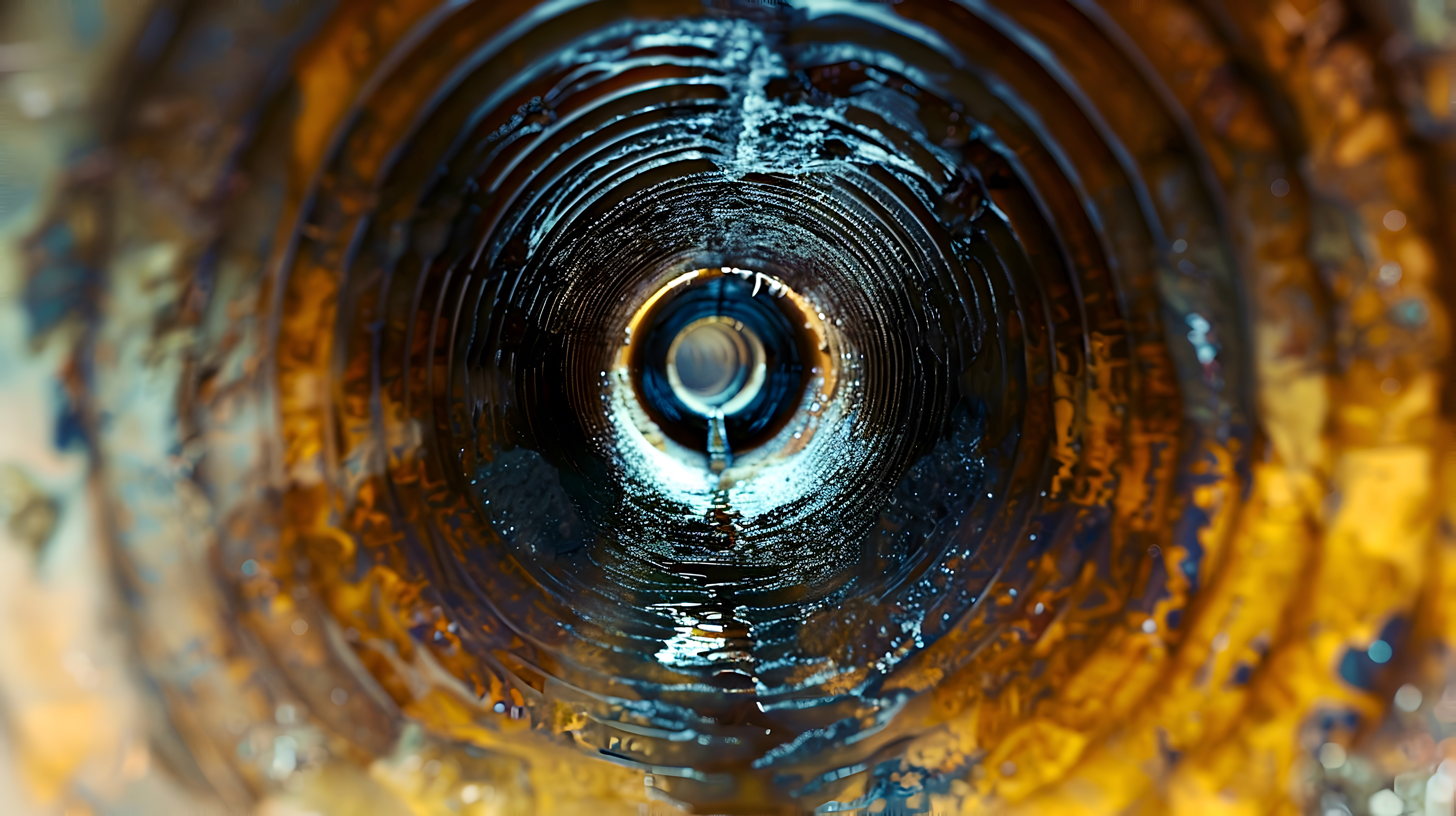 A view inside a pipe that carries wastewater