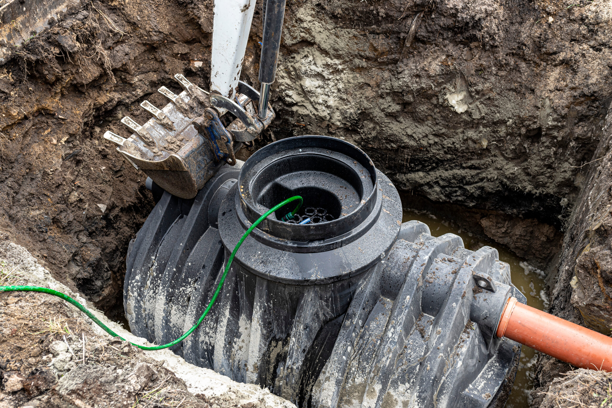 A septic tank installed in the garden of a house