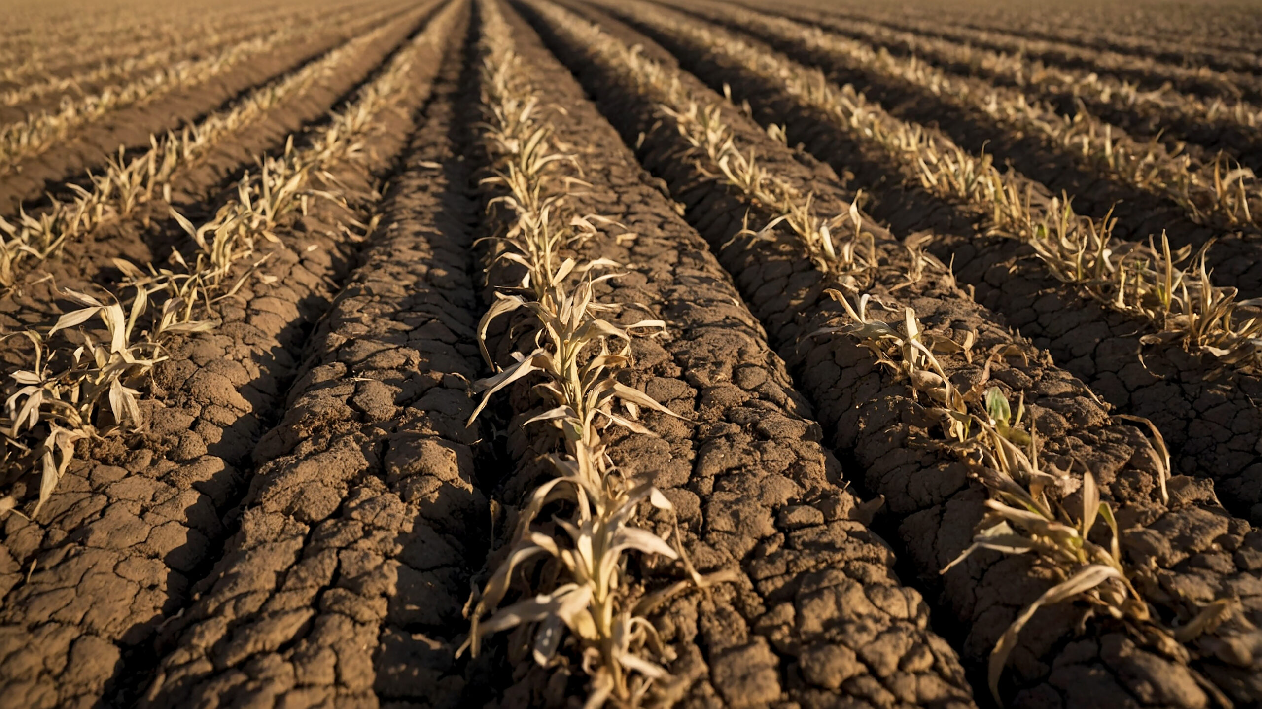 Dry farmland during a drought due to UK climate change